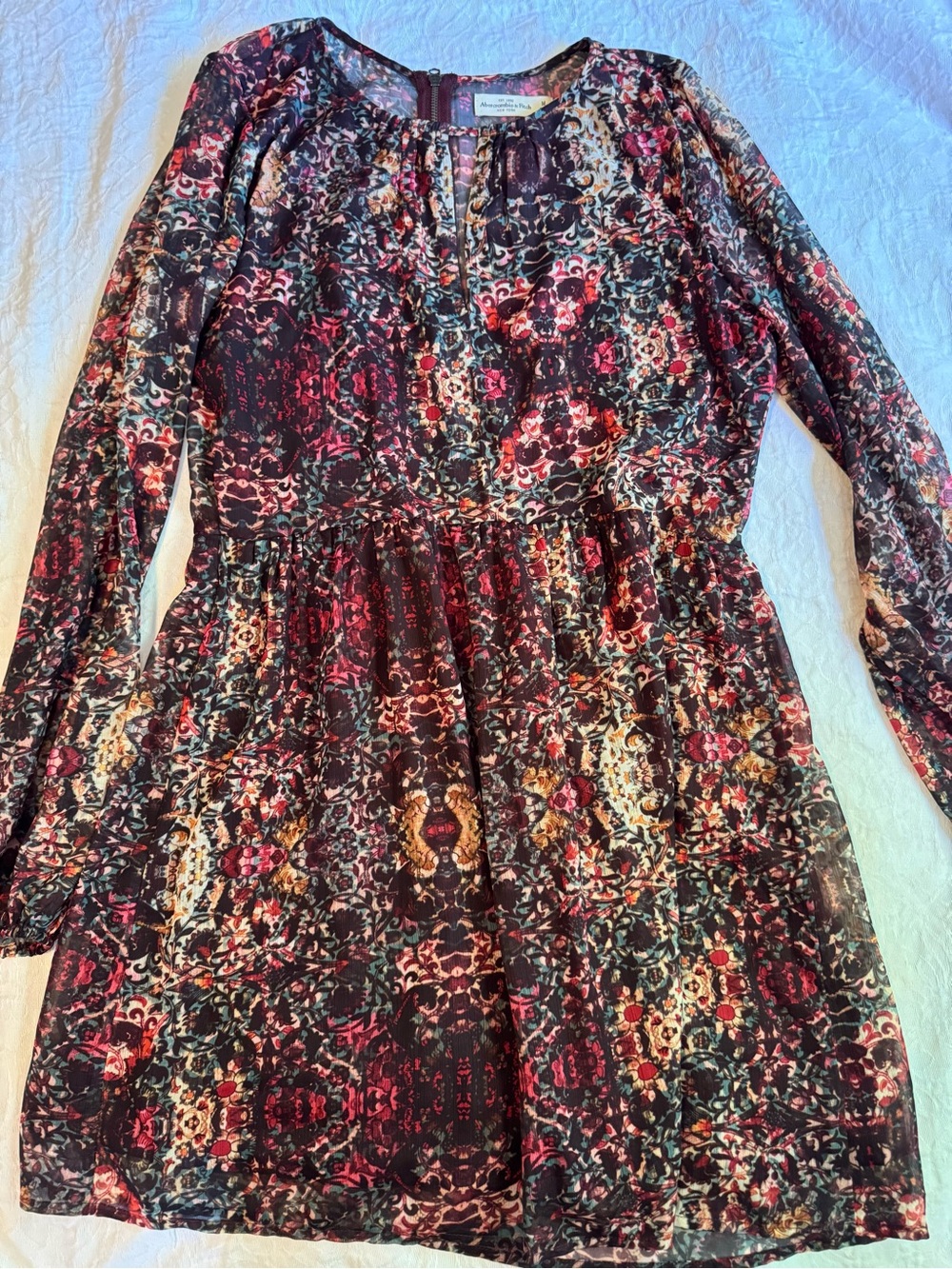 Abercrombie & Fitch Women’s M Floral Mini Dress Long Sleeve Boho Fit Flare